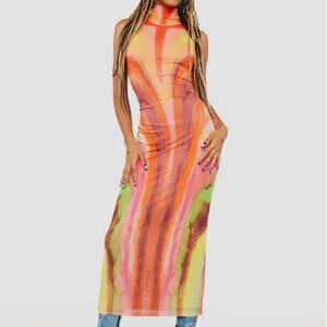 AFRM Neon Watercolor Serenity Midi Dress -SIZE SMALL